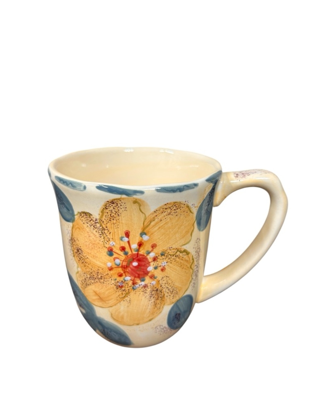Vintage Gibson Hand Painted Flower Artsy Boho Ceramic Coffee Mug